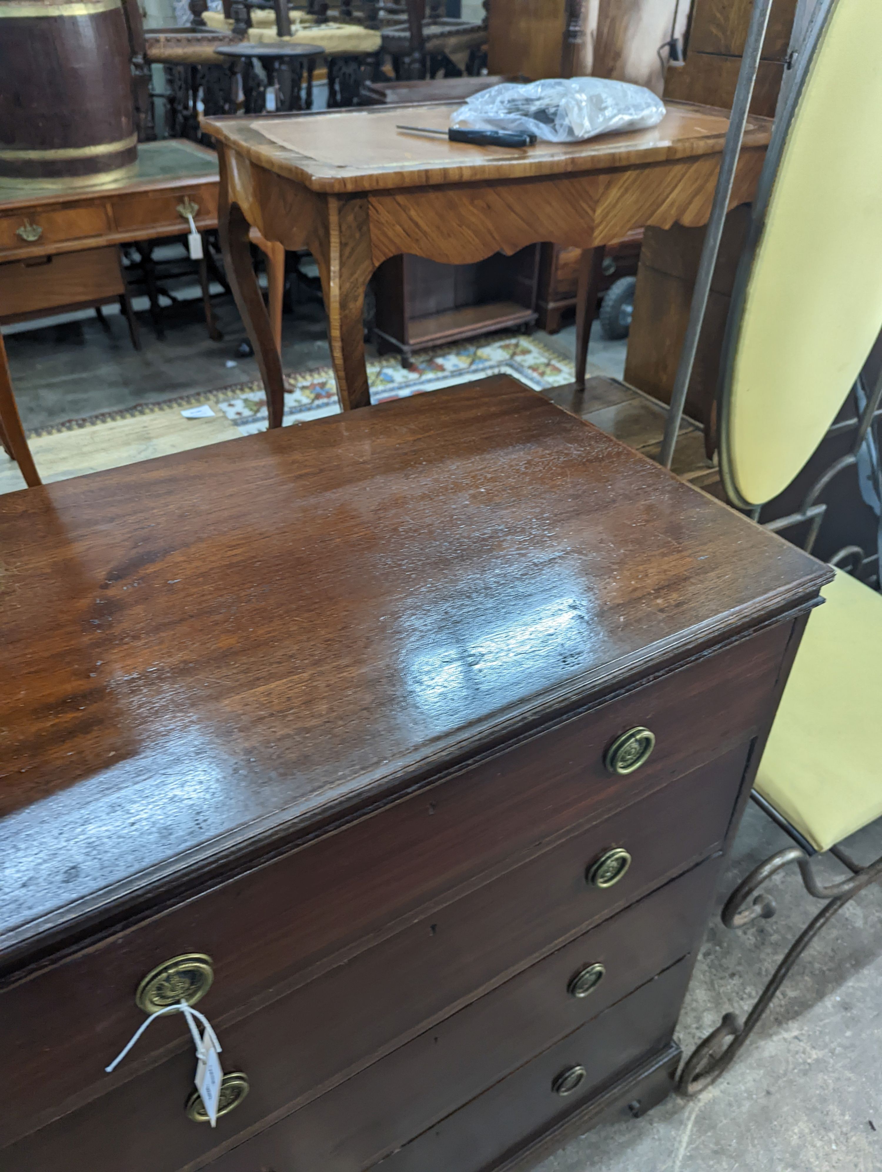 An Edwardian mahogany mahogany chest fitted four long drawers, width 78cm, depth 48cm, height 98cm